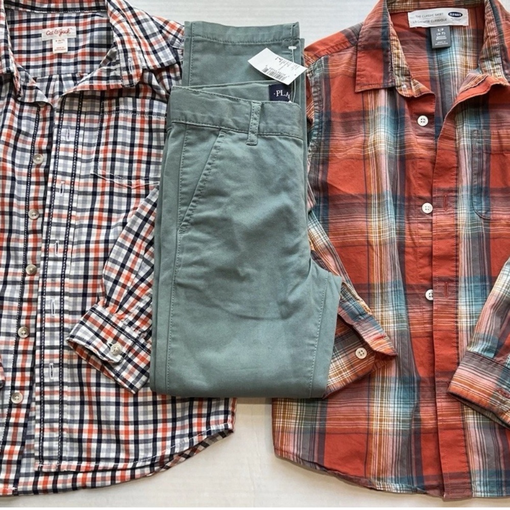Boys Lot 1 NWT Pants 2 Euc Button Up Shirts Size 6/7